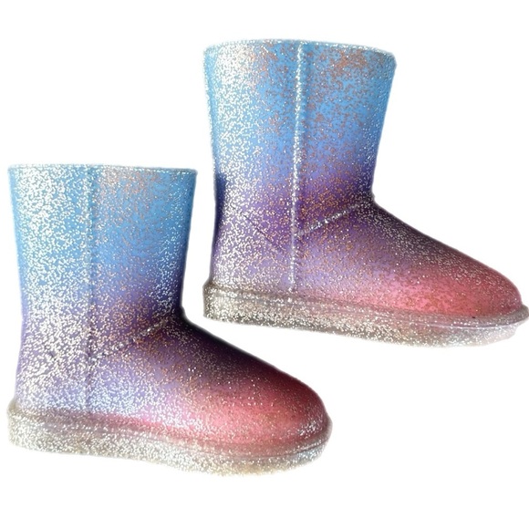 Ardene Girls Rainbow Ombré Glitter Waterproof Rain Boots  Size 1 - Picture 1 of 5